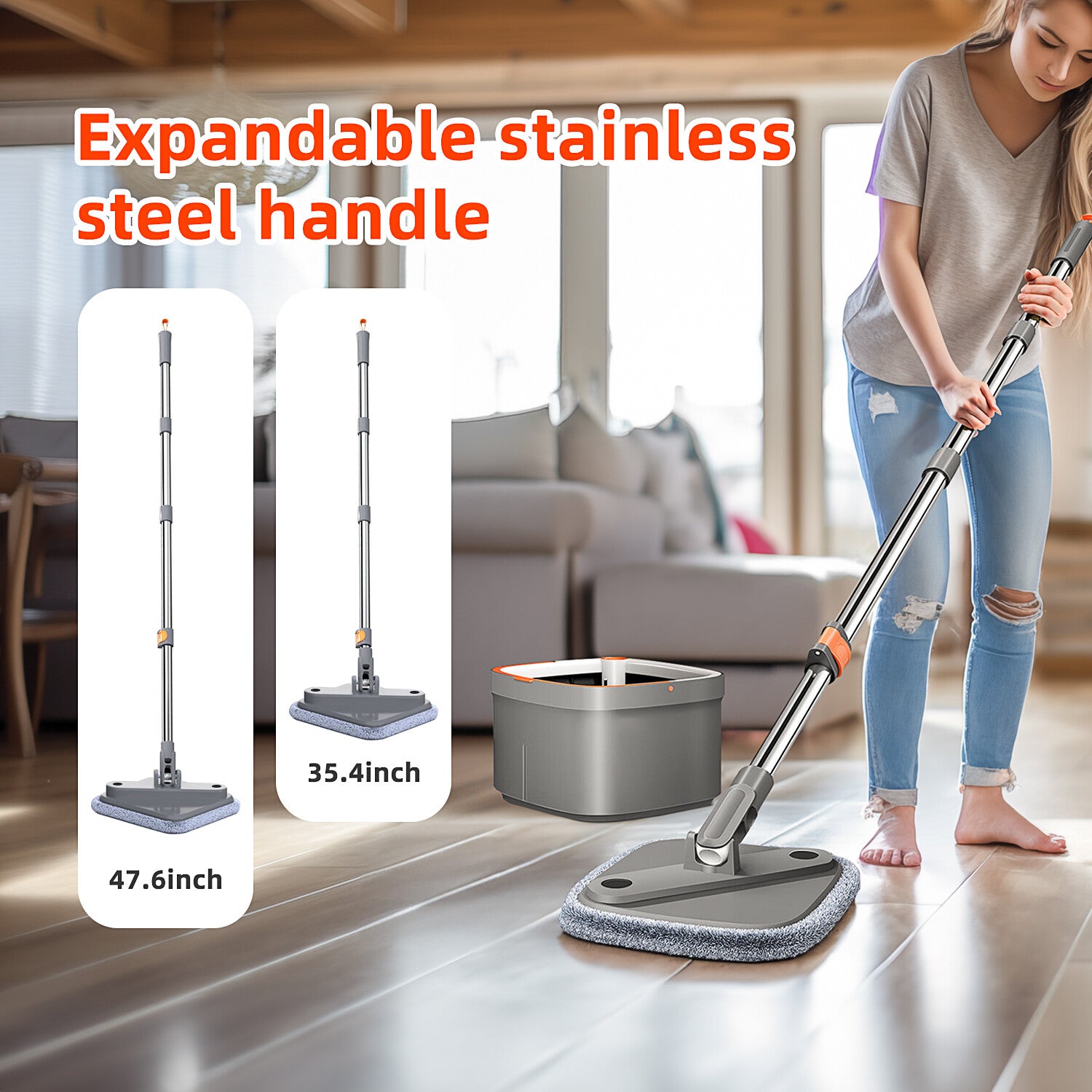 360° Spin Mop and Bucket Set with Self Separation Dirty and Clean Water System